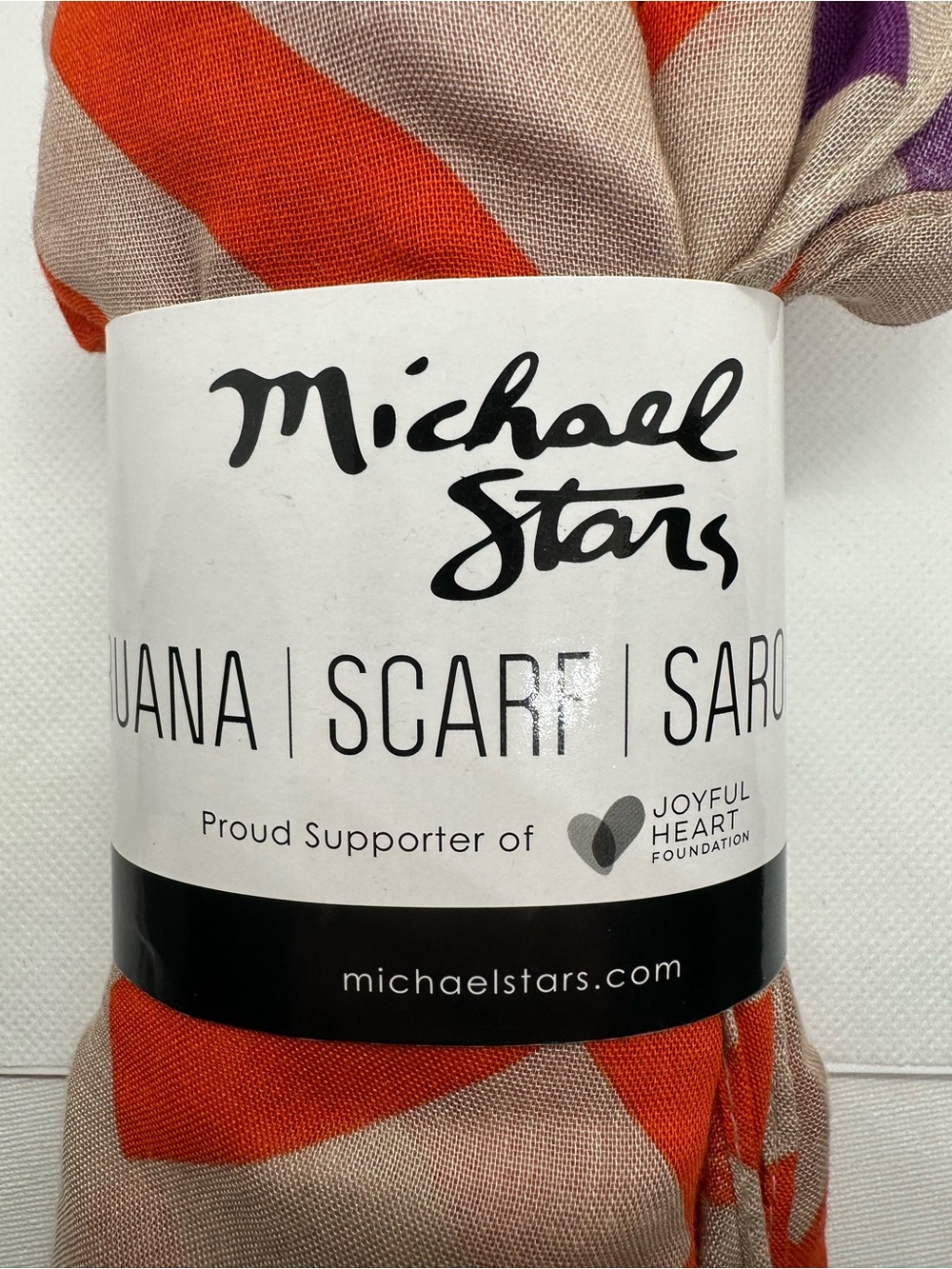 Michael Stars Orange, Beige & Purple Striped Scarf (116)